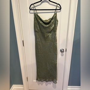 BHLDN Hutch Cowl Neck Midi Dress Size 12, Sage Green